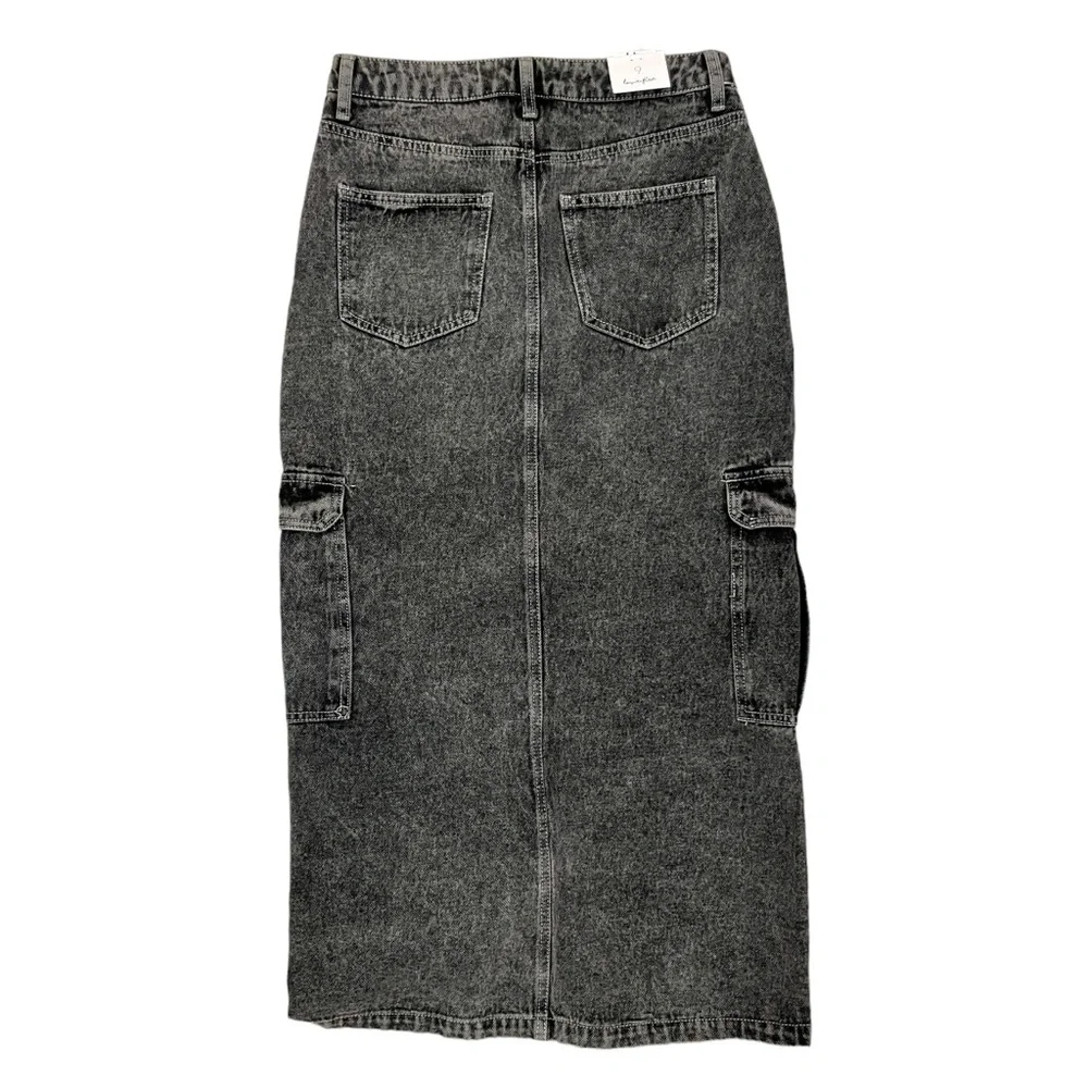 NWT Love Fire Black Denim Long Skirt